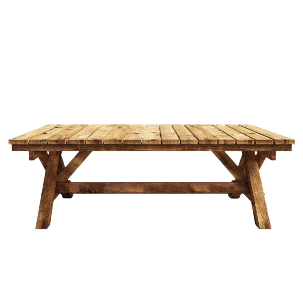Wooden Picnic Table on Transparent Background AI-Generative png