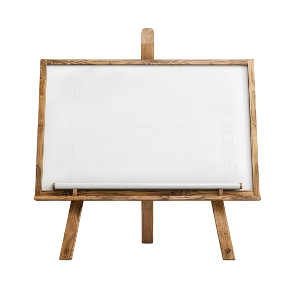 Wooden Easel White Board Transparent Background AI-Generative png