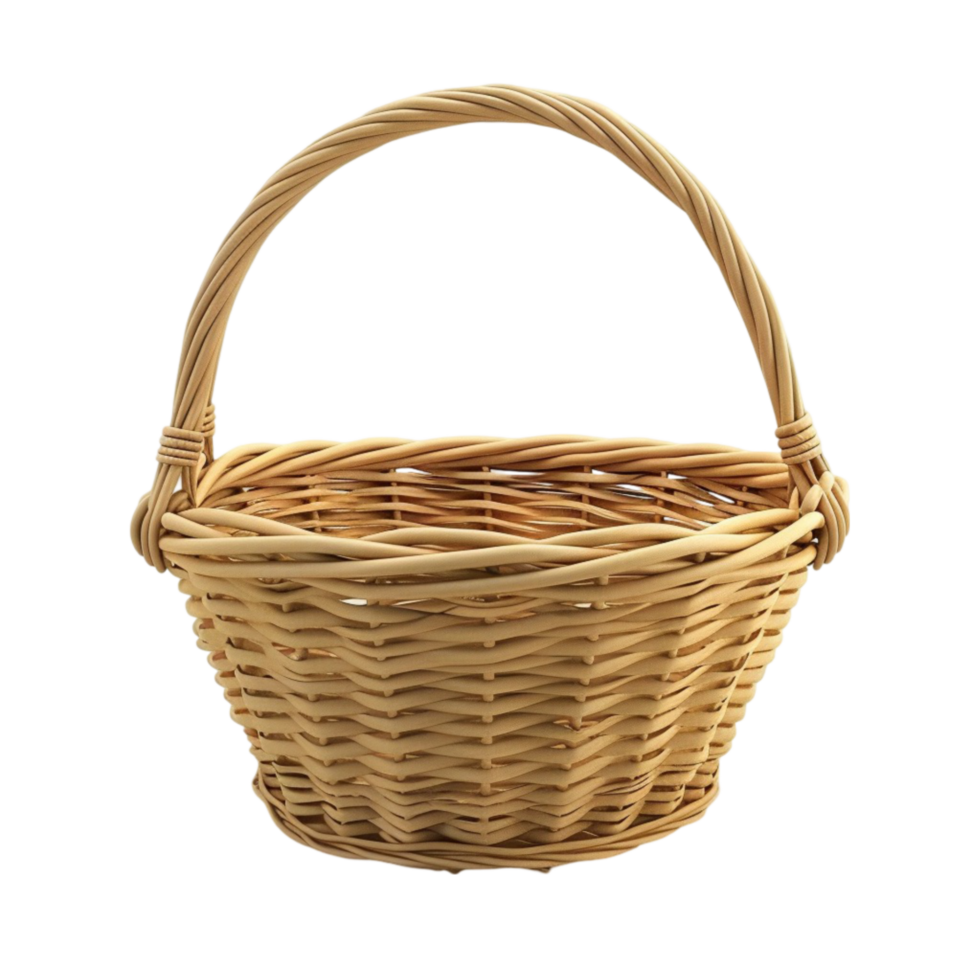 3D Rendering of Empty Fruit Basket on Transparent Background AI-Generative png