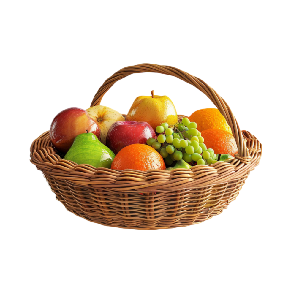 Fruit Basket on Transparent Background AI-Generative png