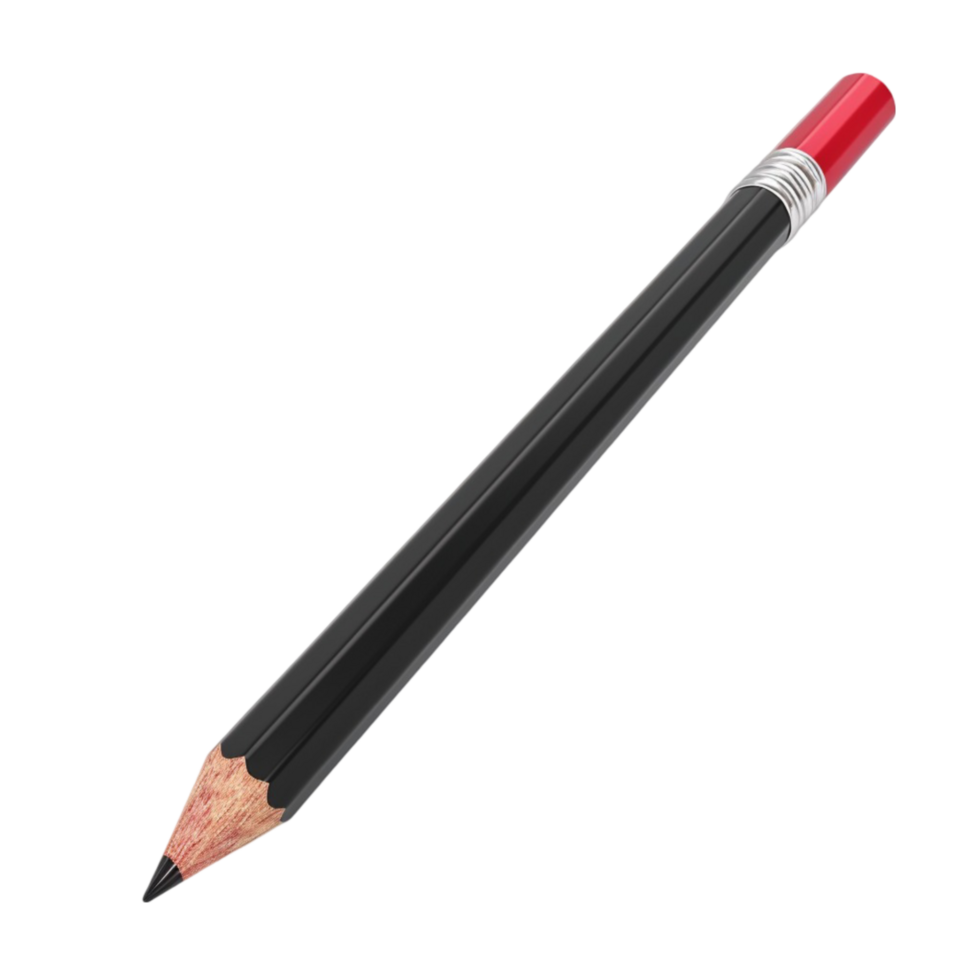 Black and Red Pencil on Transparent Background AI-Generative png