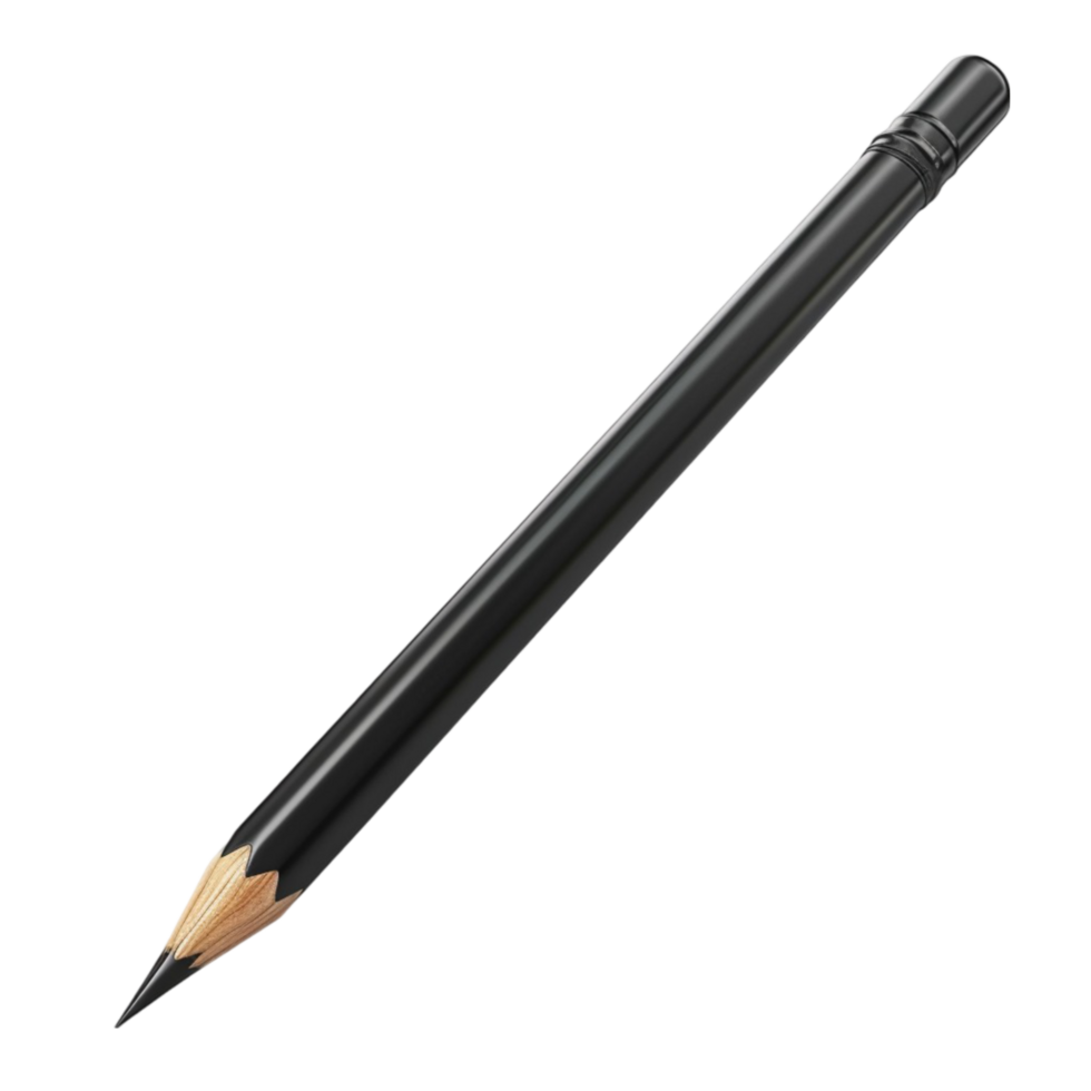 Black Wooden Colored Pencil on Transparent Background AI-Generative png
