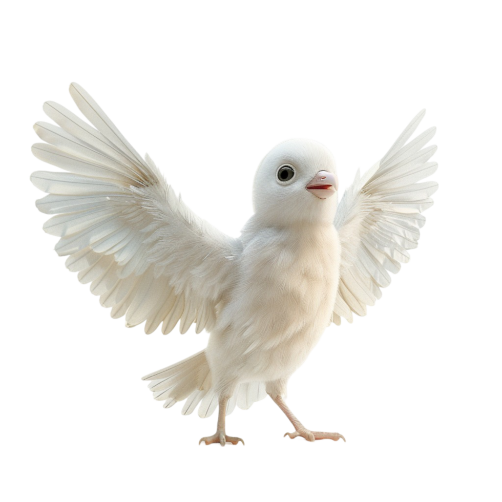 Spread Wings of White Bird on Transparent Background AI-Generative png