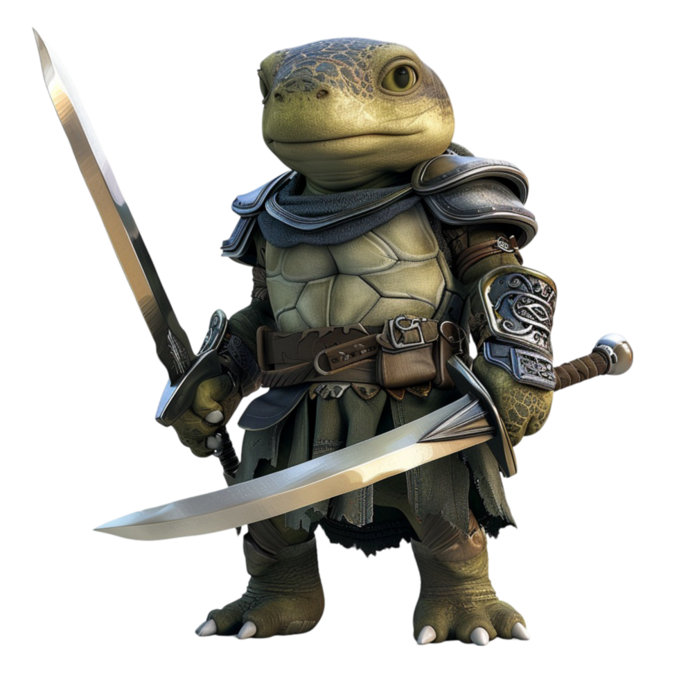 Cartoon Frog with Sword and Armour AI-Generative png