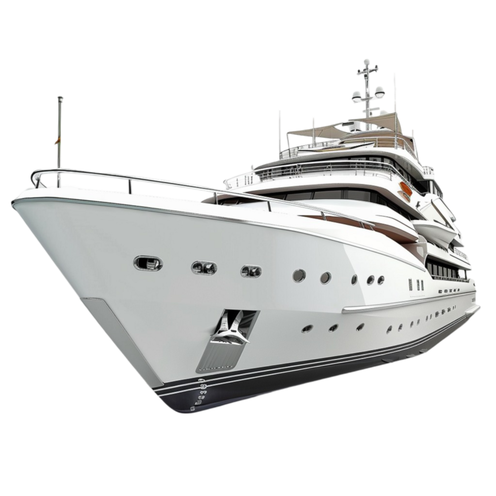 Large White Yacht on Transparent Background AI-Generative png