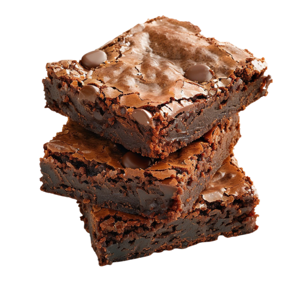 Pile of Brownies on Transparent Background AI-Generative png
