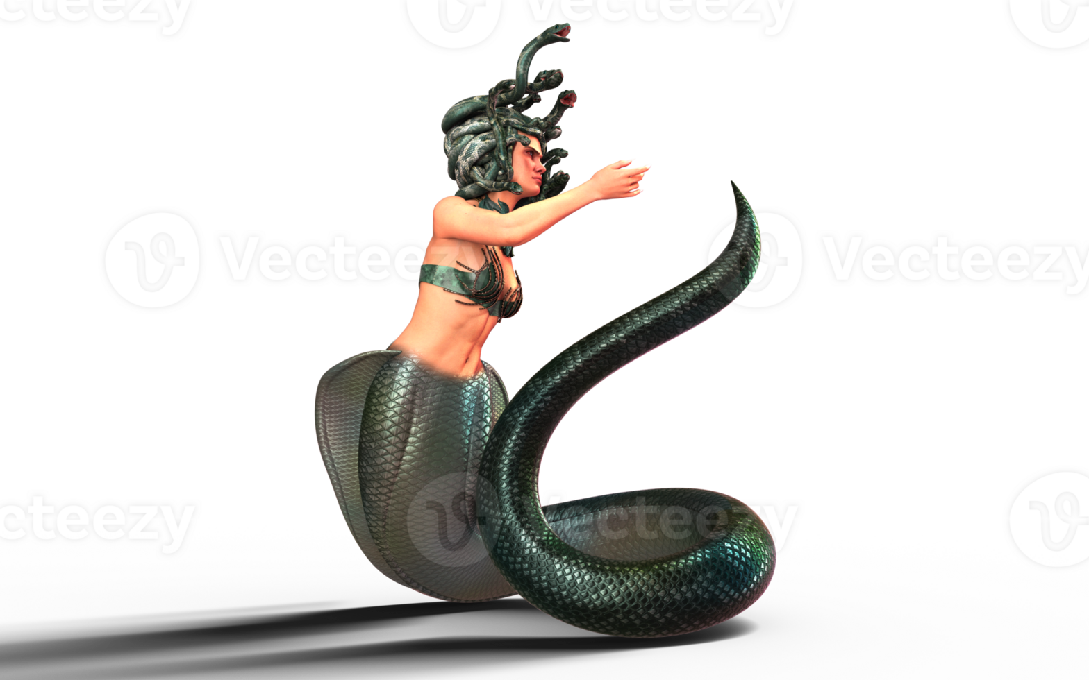 3d illustration pose of the Grecian mythological Medusa. png