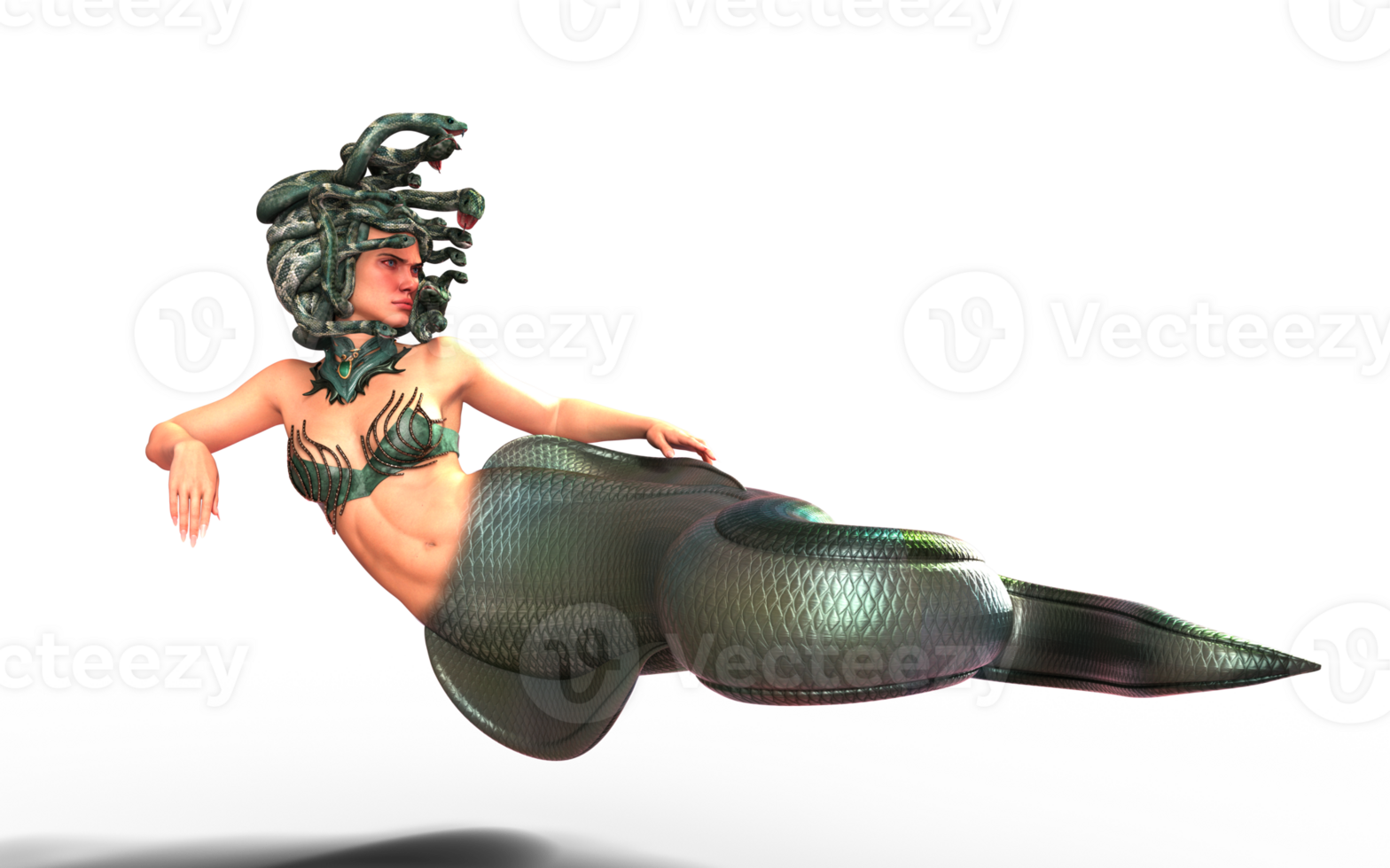 3d illustration pose of the Grecian mythological Medusa. png