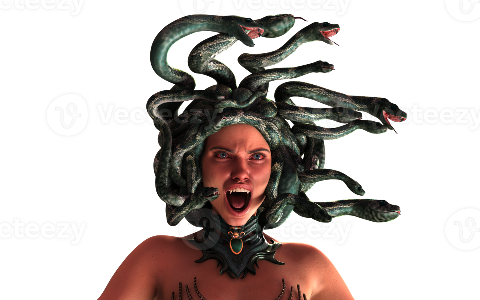 3d illustration pose of the Grecian mythological Medusa. png