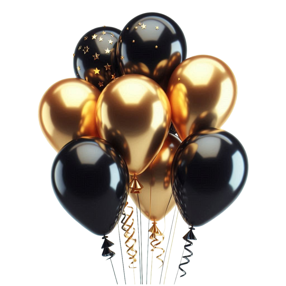 Gold And Black Latex Balloons png