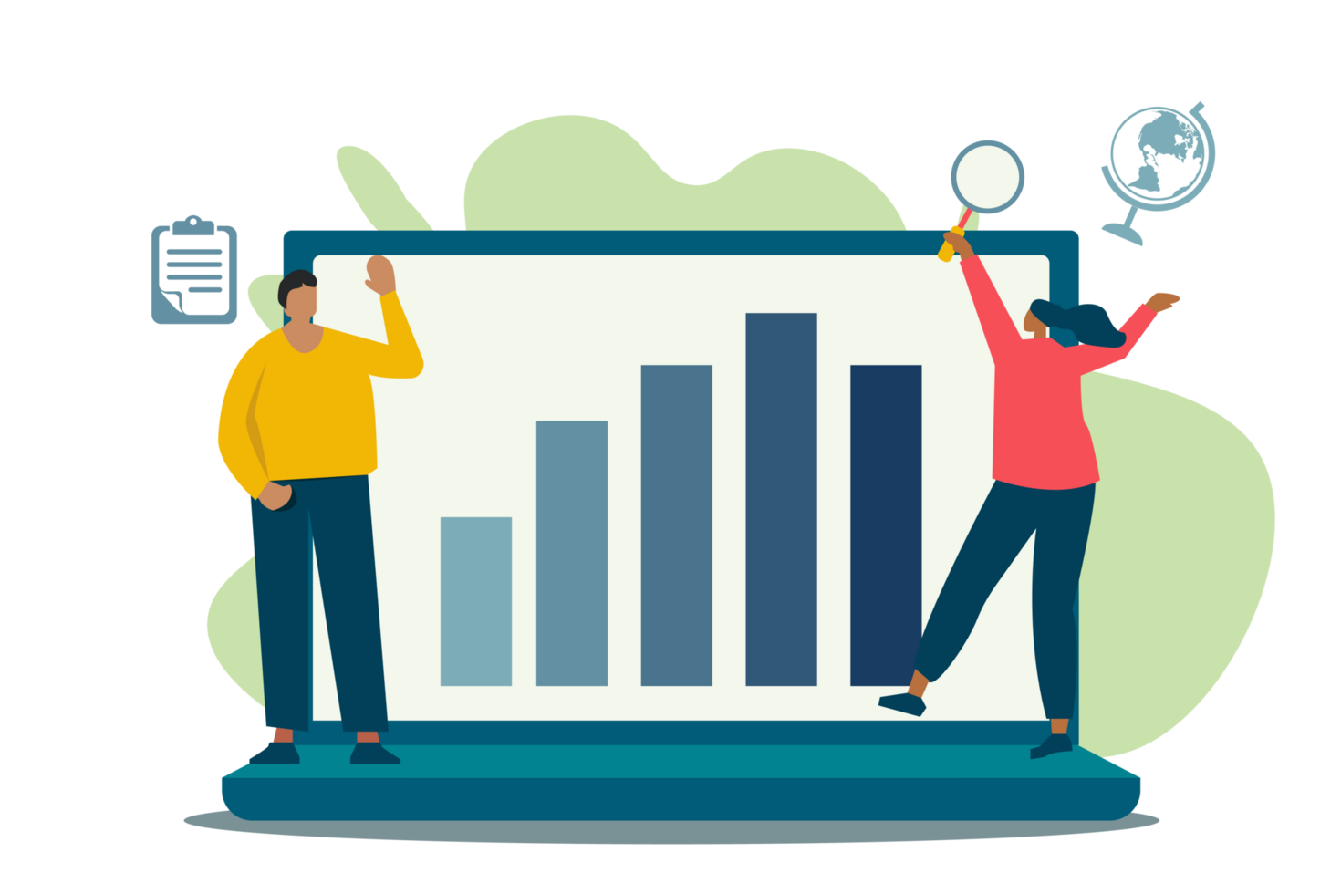 Teamwork in analysis and brainstorming ideas, graphs png