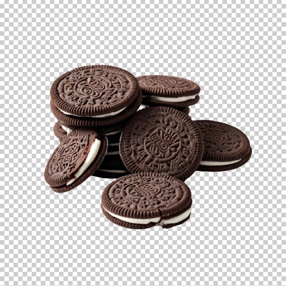 Round crackers with filling isolated on white, clipping path psd