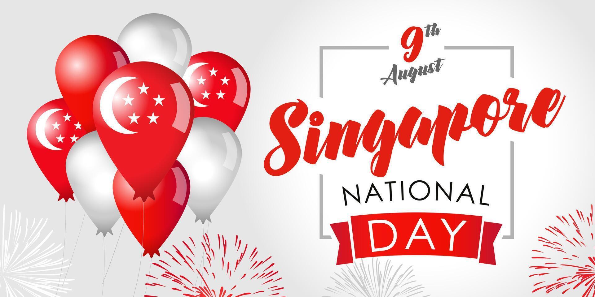 August 9th, Singapore National Day creative banner. Postcard design vector