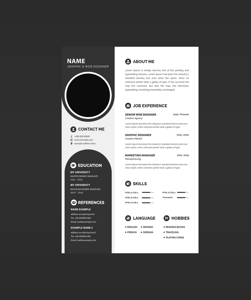 Modern Cv Resume Template psd