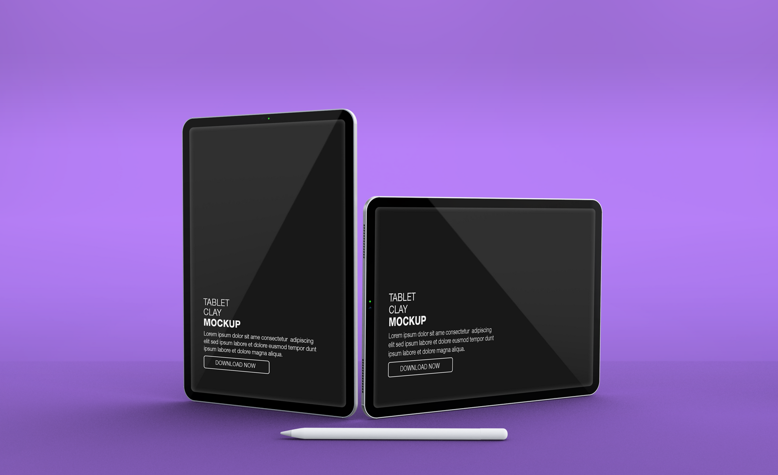 Realistic Tablet Mockup with Stylus on Purple Background psd