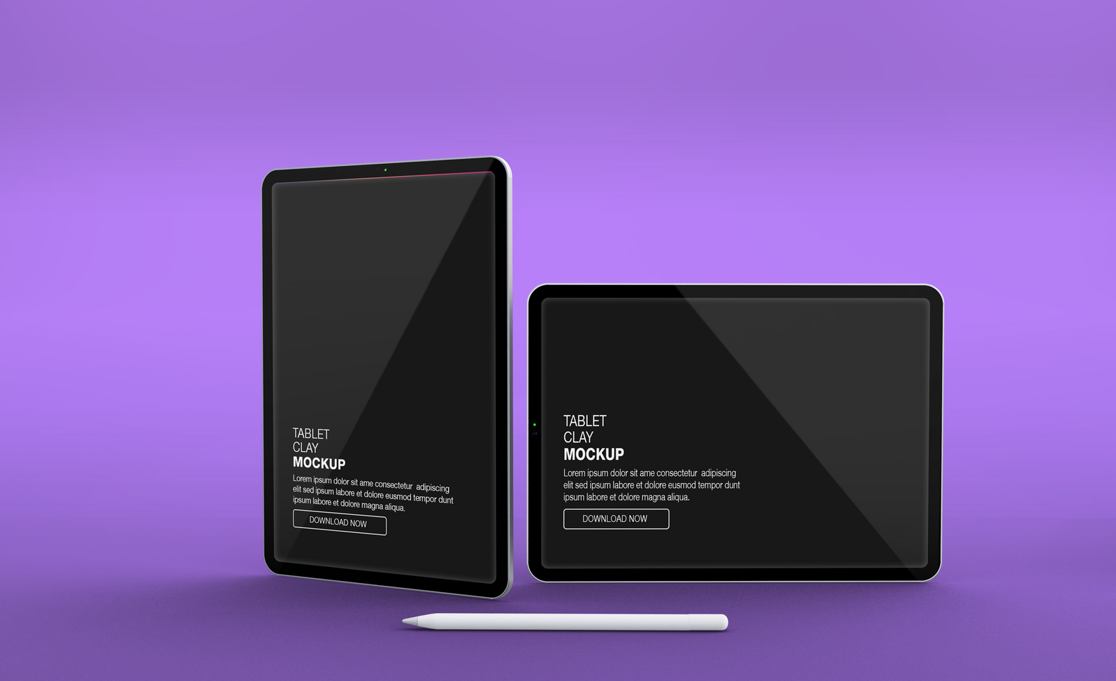 Realistic Tablet Mockup with Stylus on Purple Background psd