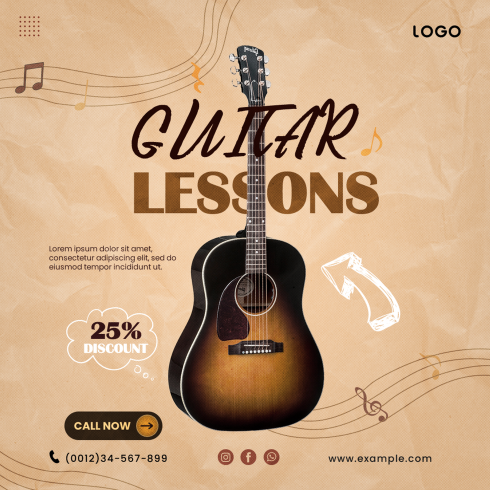 Guitar Lessons Social Media post psd