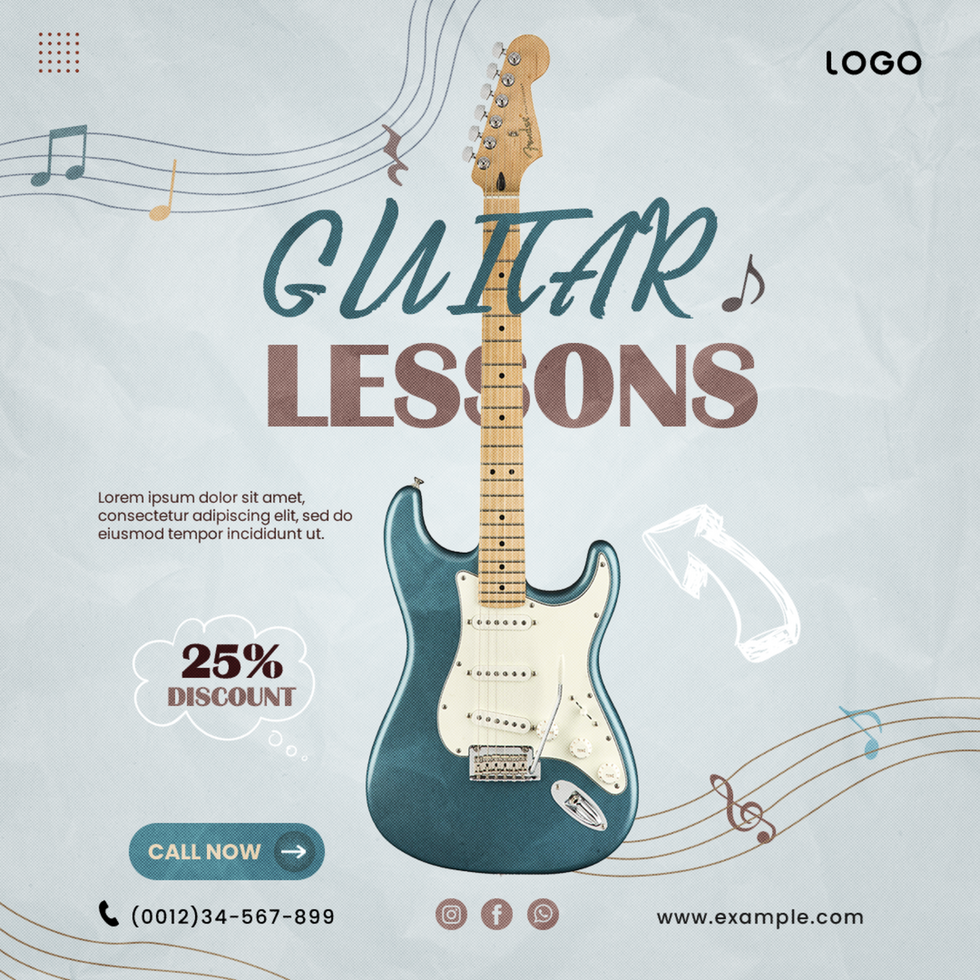Guitar Lessons Social Media post psd