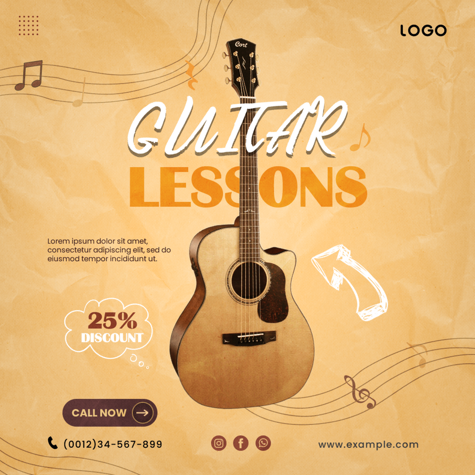 Guitar Lessons Social Media post psd