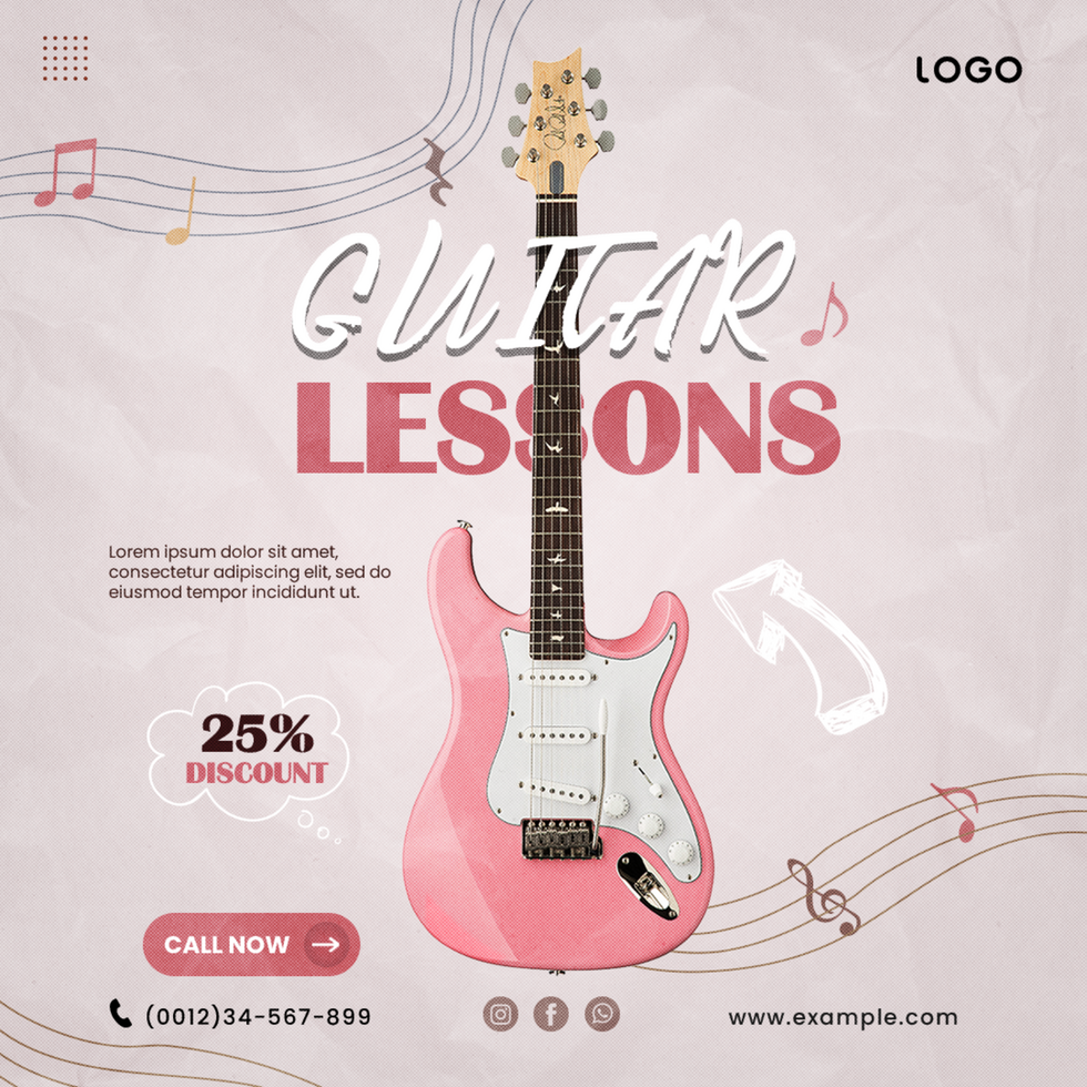 Guitar Lessons Social Media post psd