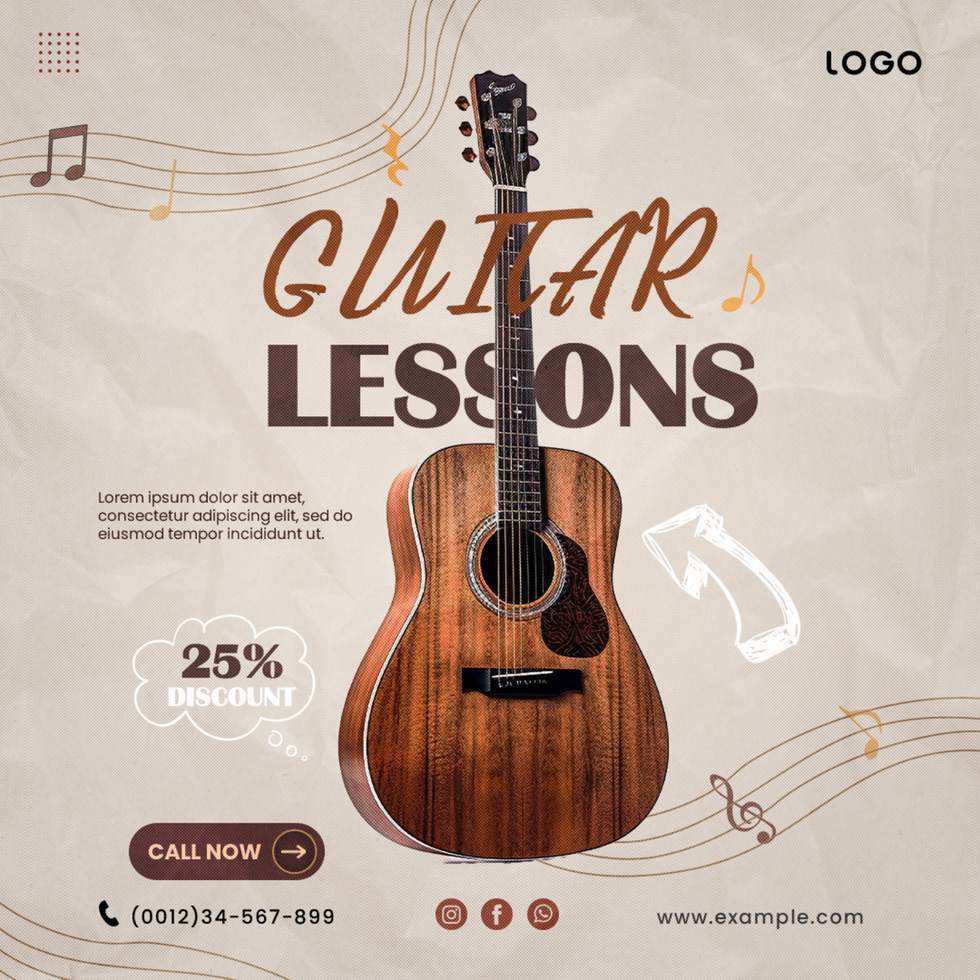 Guitar Lessons Social Media post psd