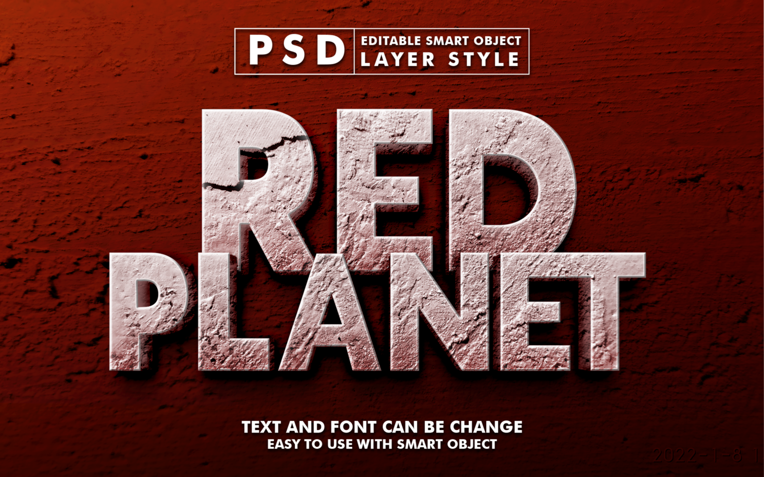 Red Planet Editable Text Effect psd