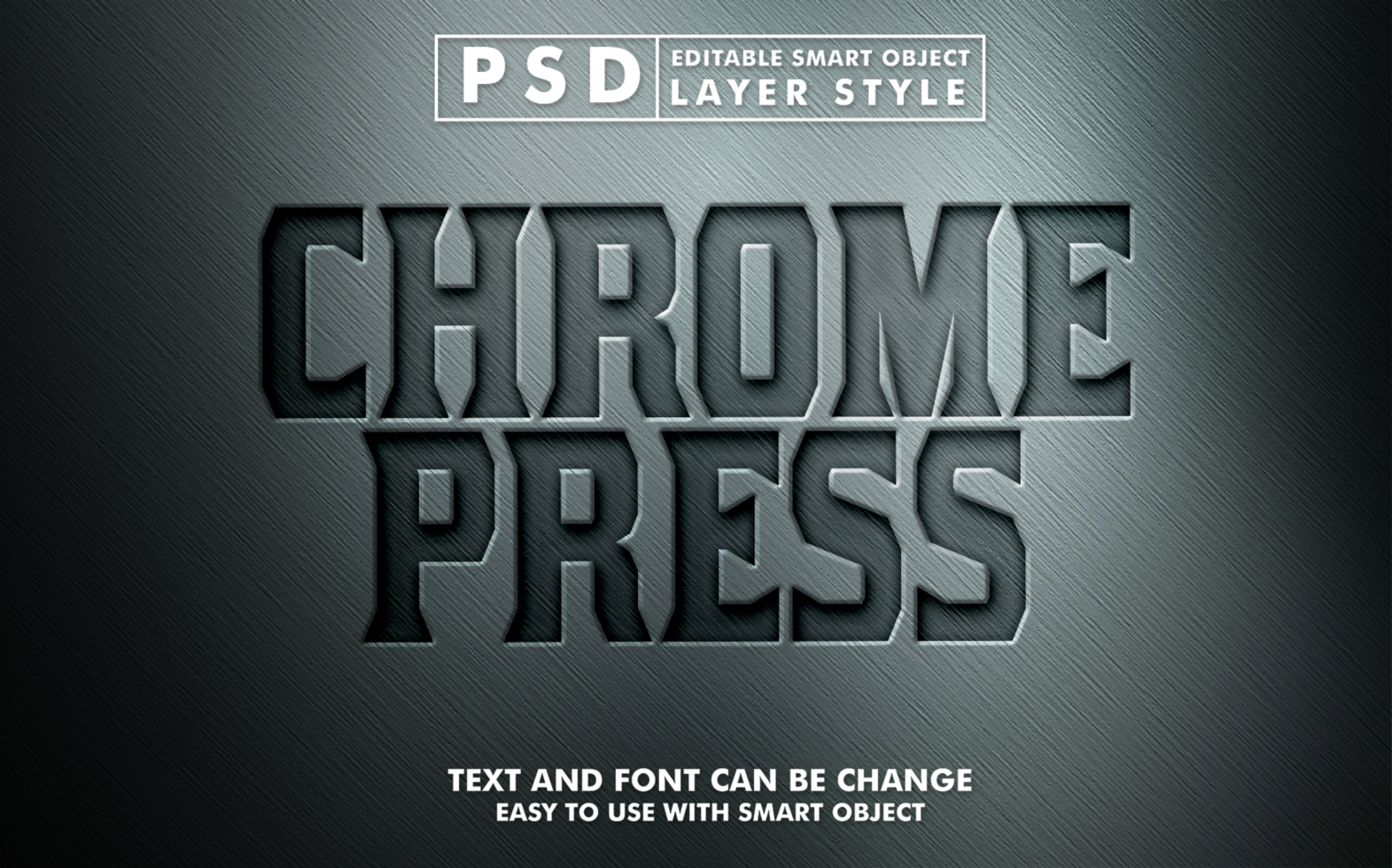 Chrome Press Editable Text Effect psd