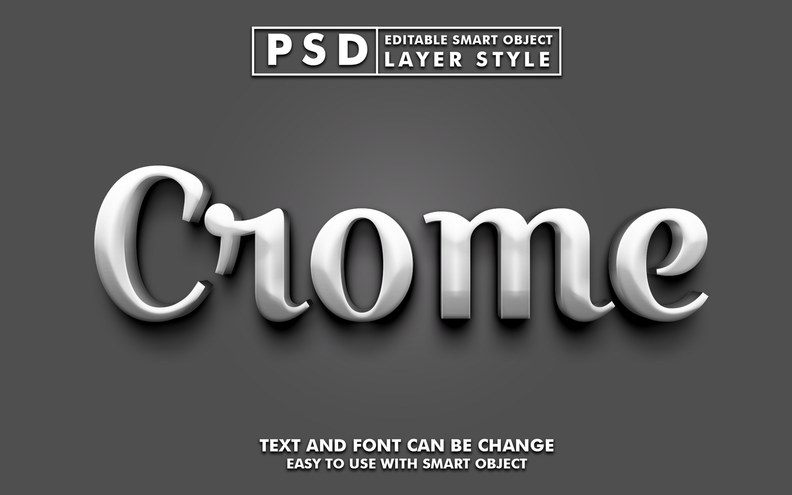 Chrome Editable Text Effect psd