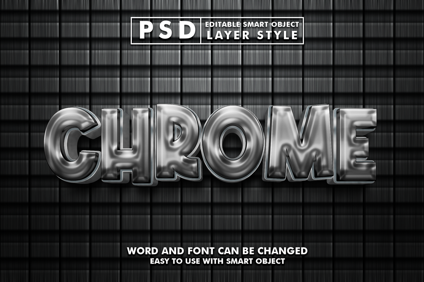 Chrome Editable Text Effect psd