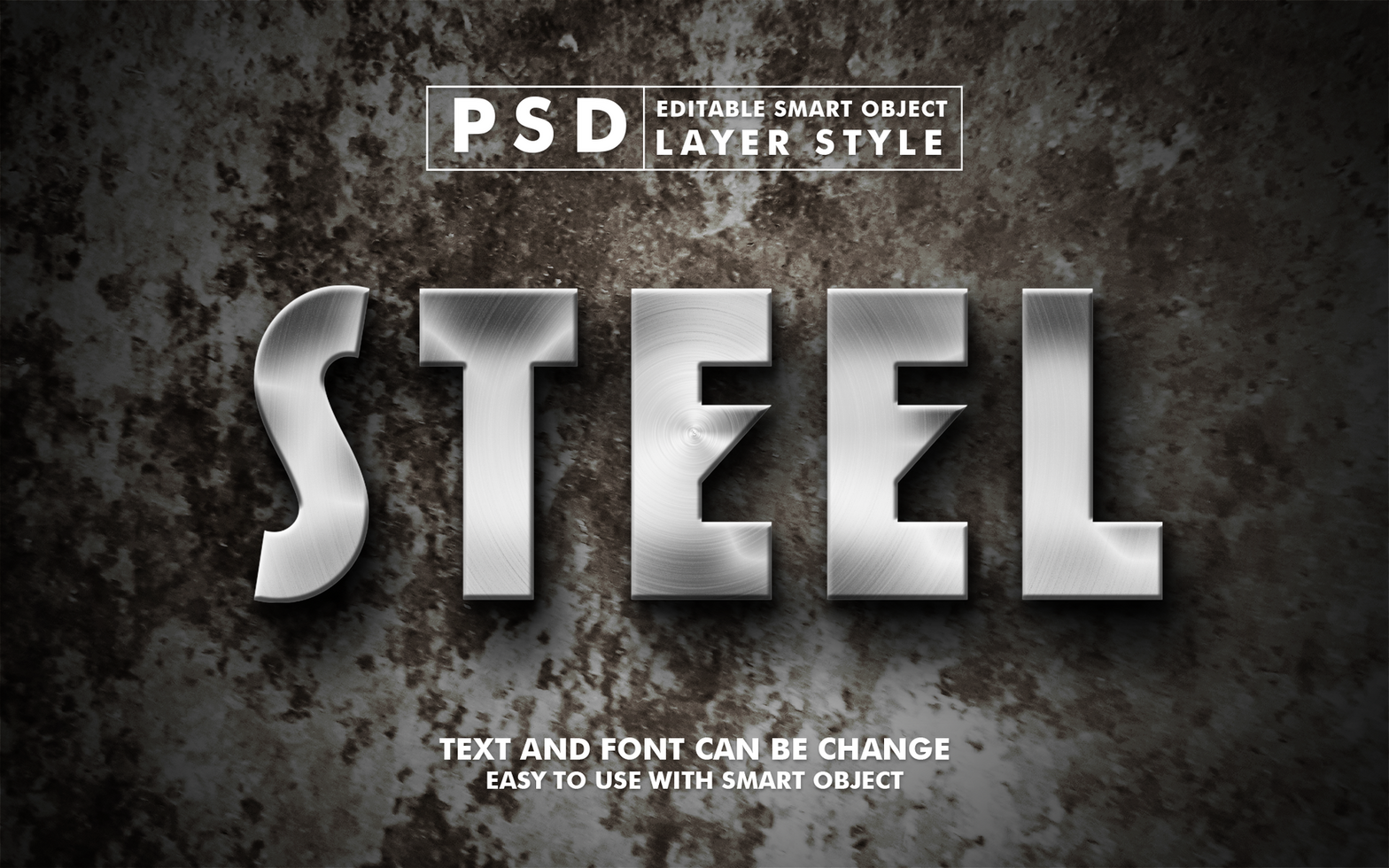 Chrome Editable Text Effect psd