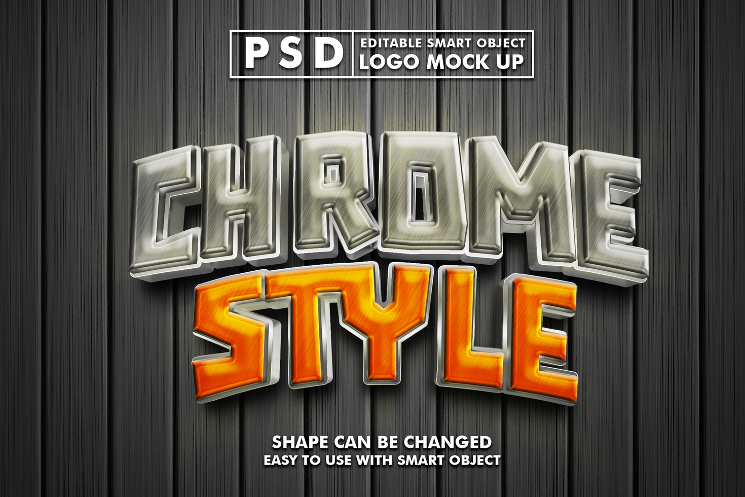 Chrome Editable Text Effect psd