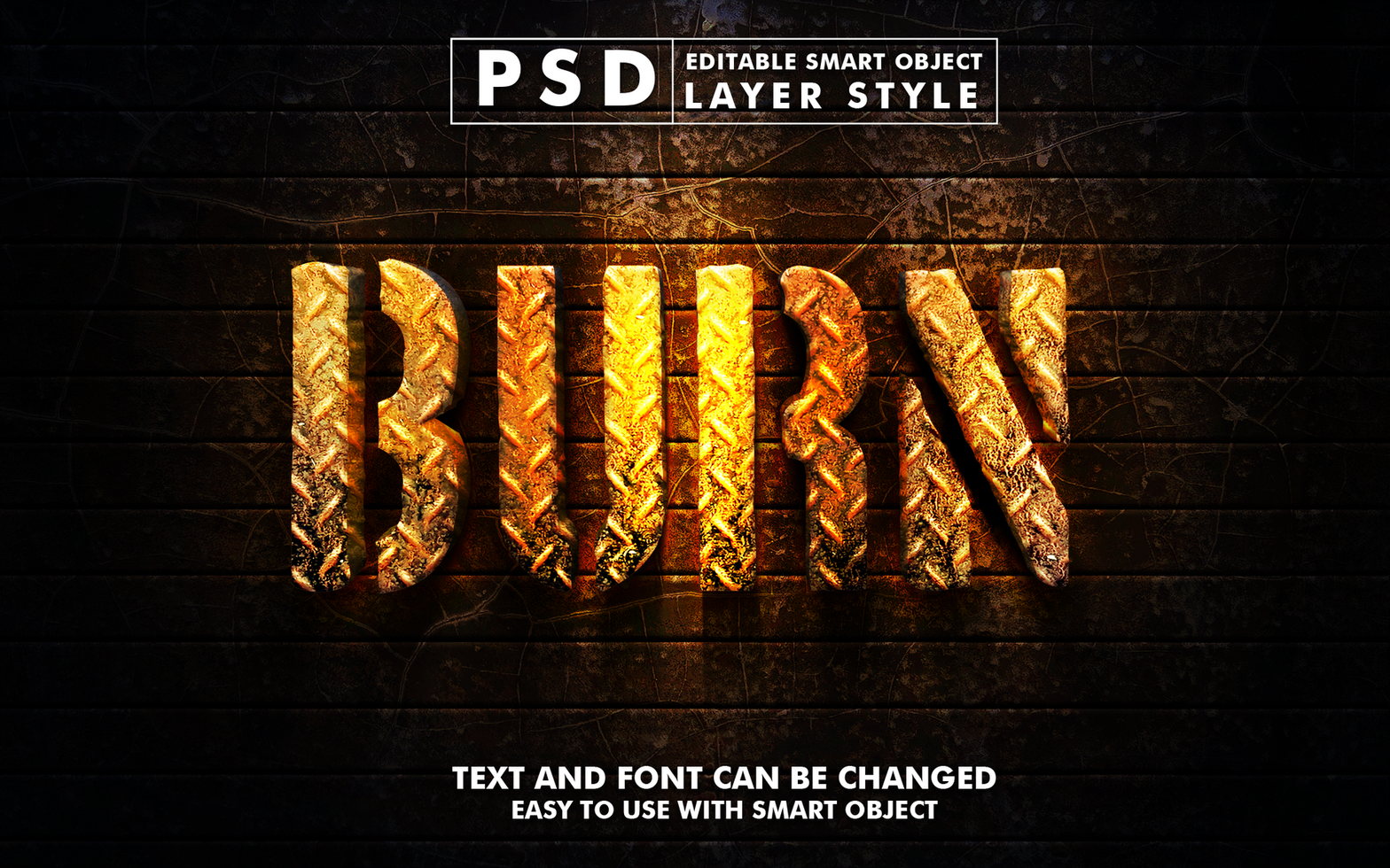 Burn Editable Text Effect psd
