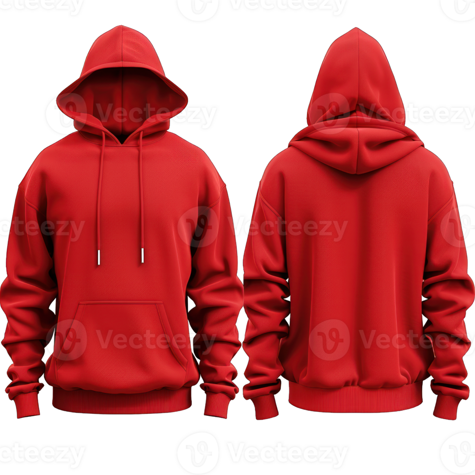 Red hoodie jacket mock up isolated on white background. 3d rendering, 3d illustration. isolated, transparent background png