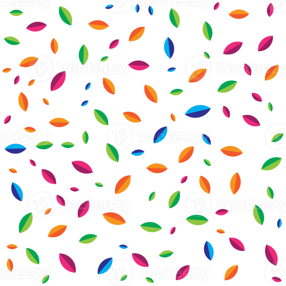 Colorful design of leaf pattern shapes in different colorful sizes png