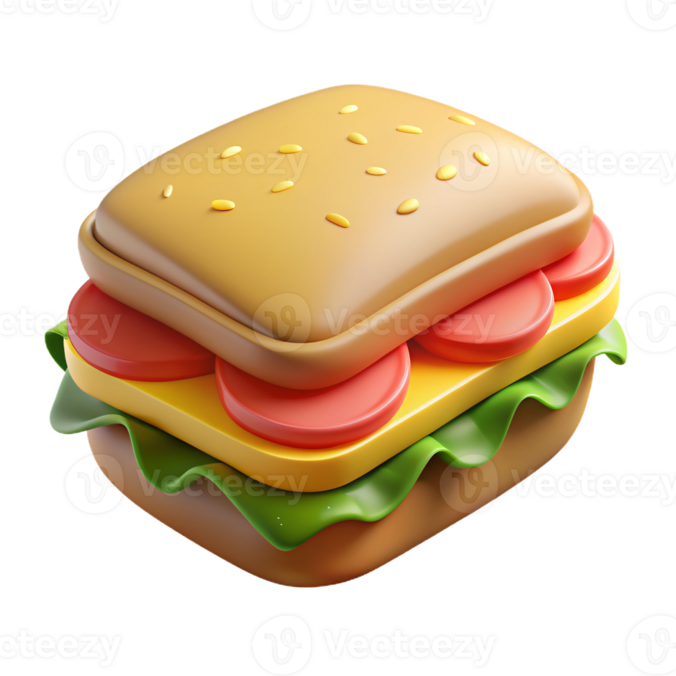 sandwich with lettuce, tomato, and cheese on a bun png