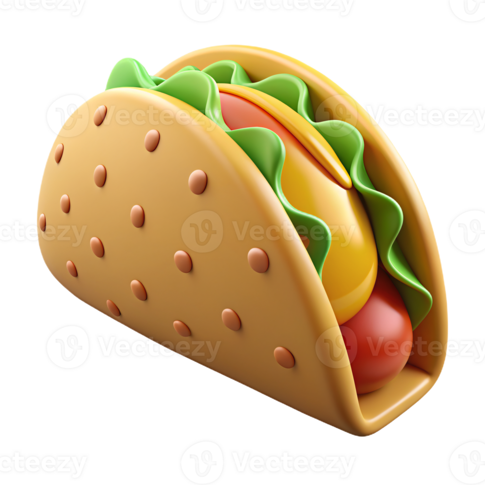 taco with a bun on top and a filling of meat, lettuce, and cheese png