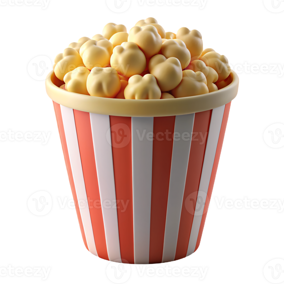 Red and white striped bucket filled with popcorn png
