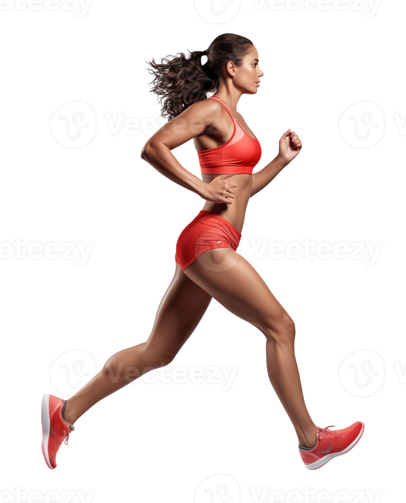 Female Athlete Running Isolated on Transparent Background png