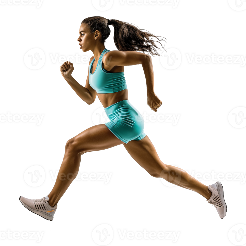 Female Athlete Running Isolated on Transparent Background png