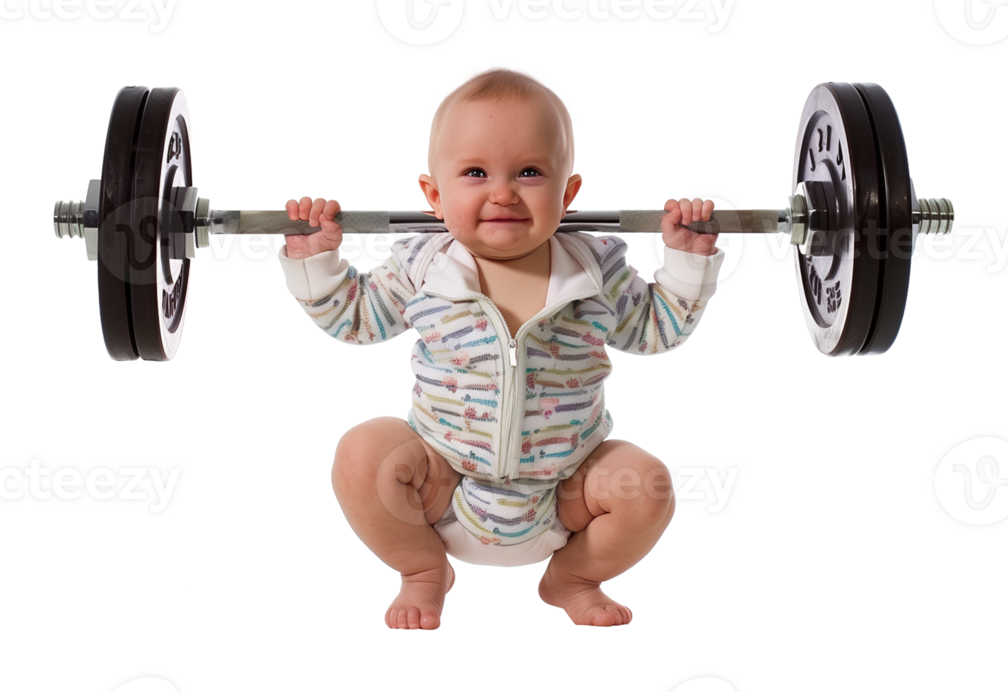 Baby Lifting Barbell Isolated on Transparent Background png