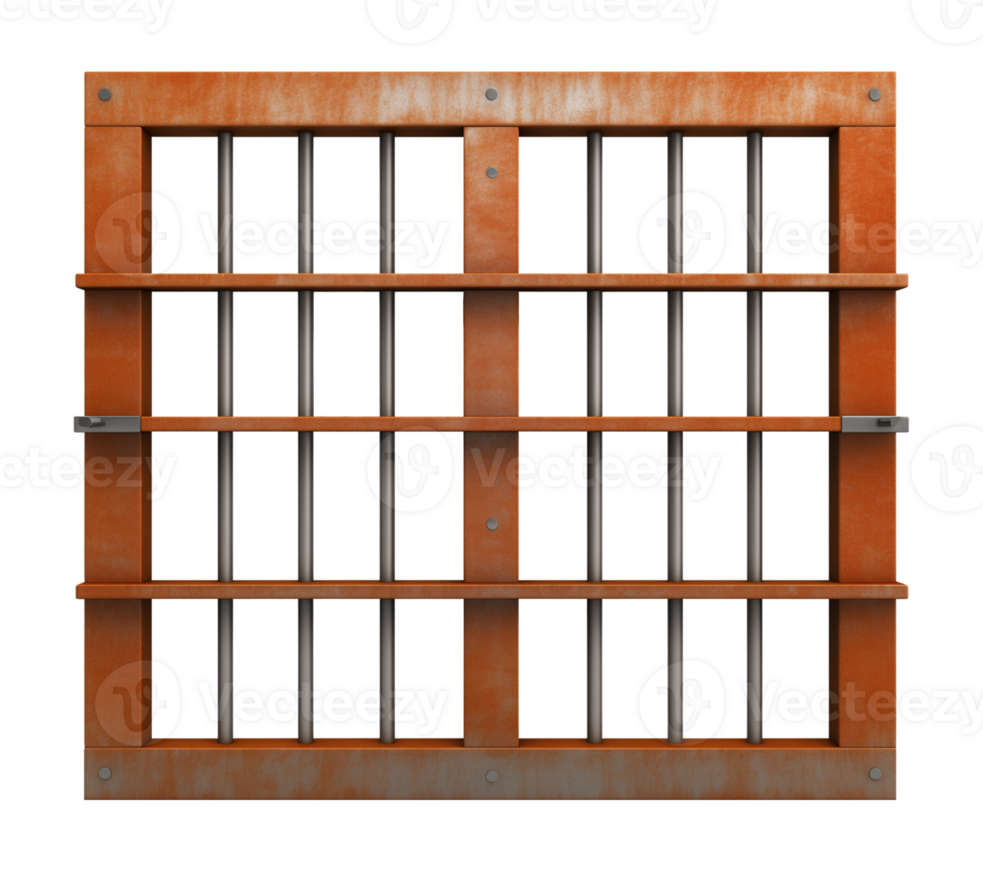 Rusty Prison Jail Window Bars Isolated on Transparent Background png
