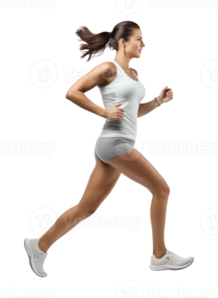 Female Athlete Jogging Isolated on Transparent Background png