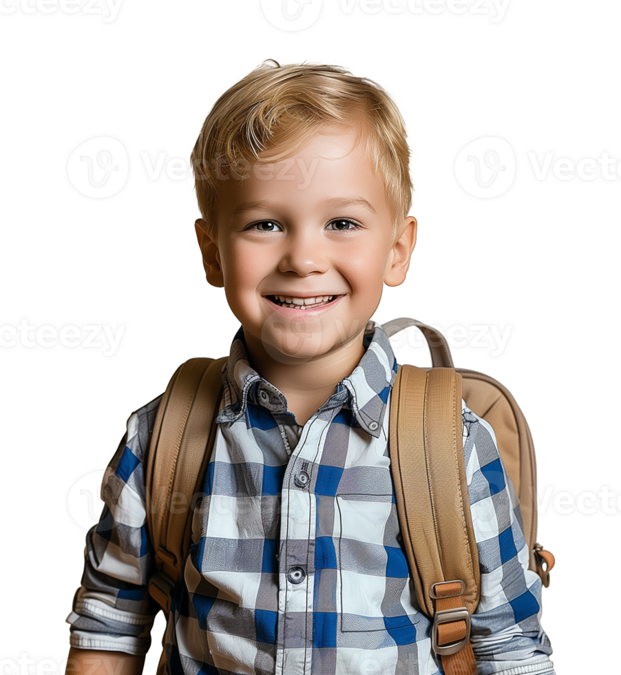 American Boy Kid Student With Backpack Isolated on Transparent Background png