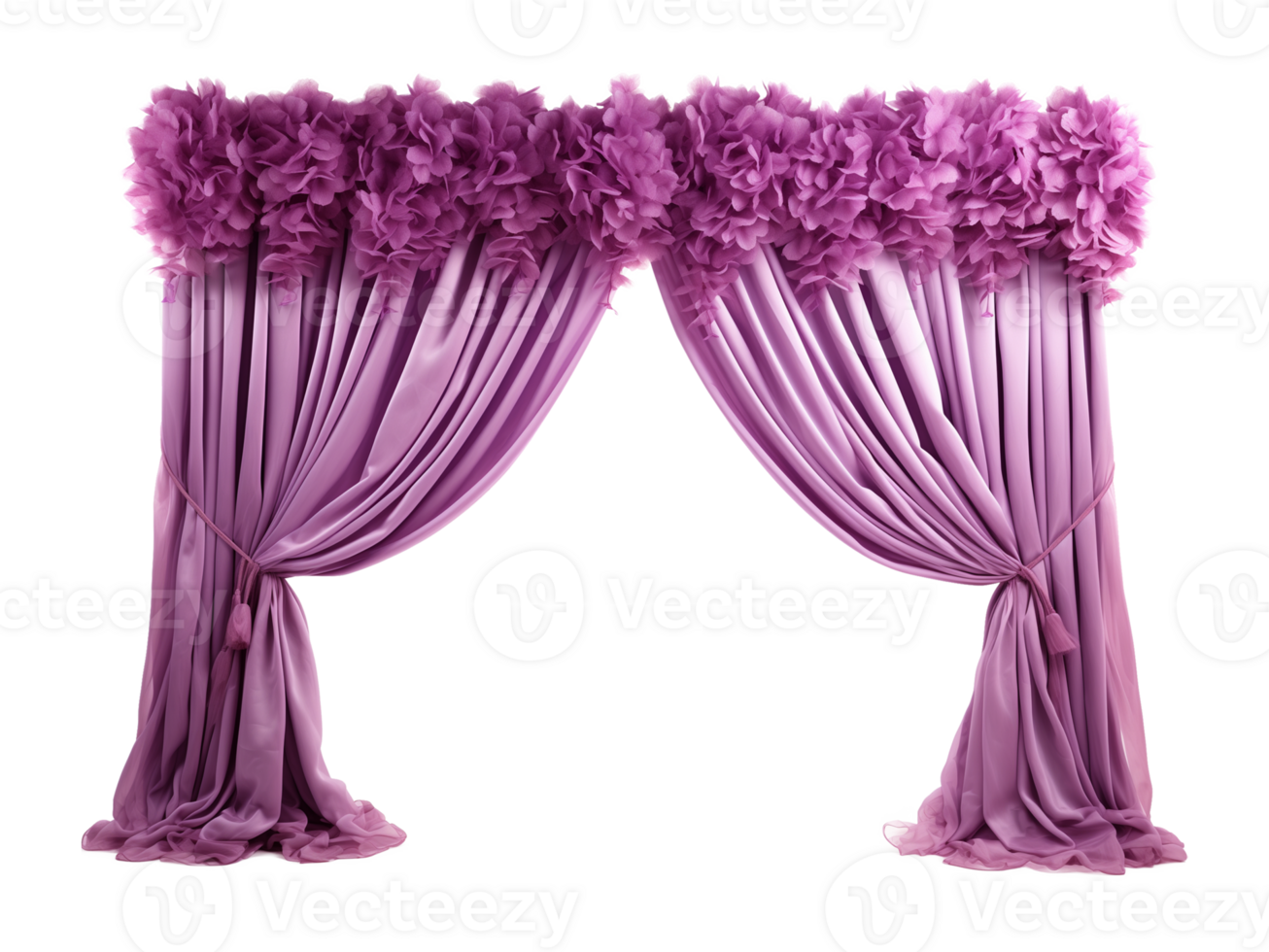Purple Floral Curtain Isolated on Transparent Background png