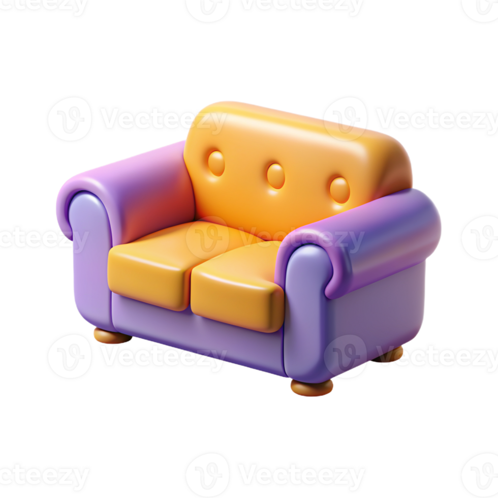 a purple and yellow couch on a transparent background png