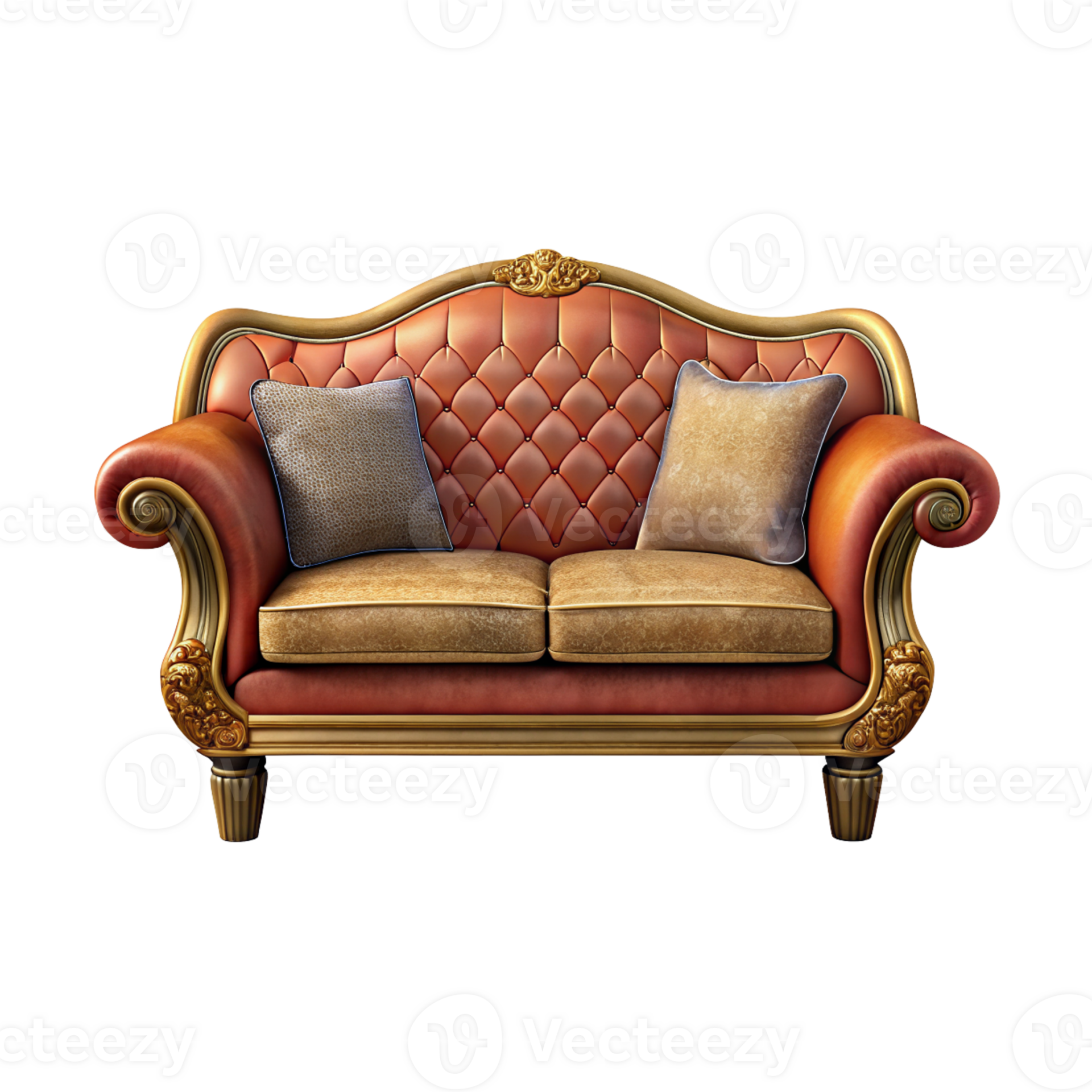 an old couch with two pillows on it 47433814 PNG