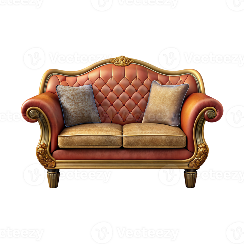 an old couch with two pillows on it png
