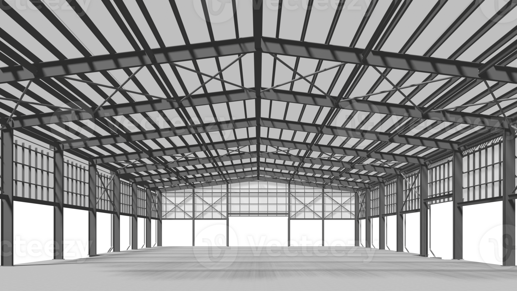 3D illustration of industrial building in transparent png