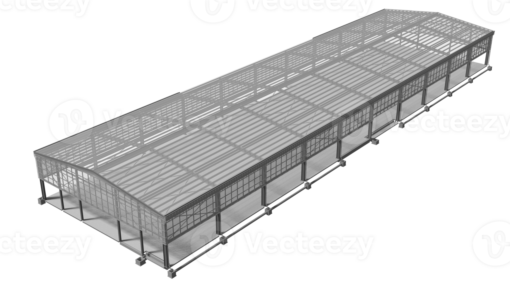 3D illustration of industrial building in transparent png
