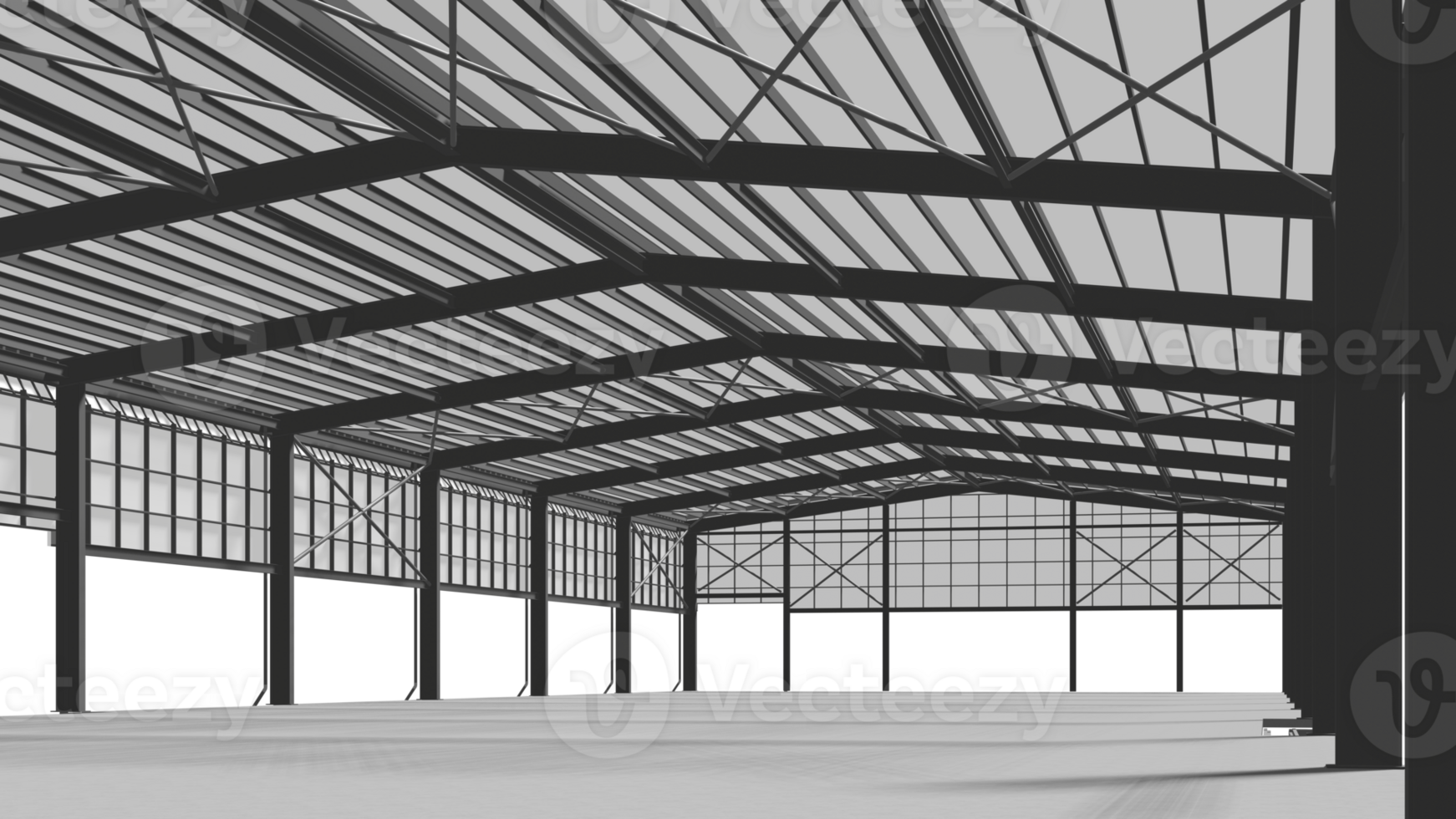 3D illustration of industrial building in transparent png